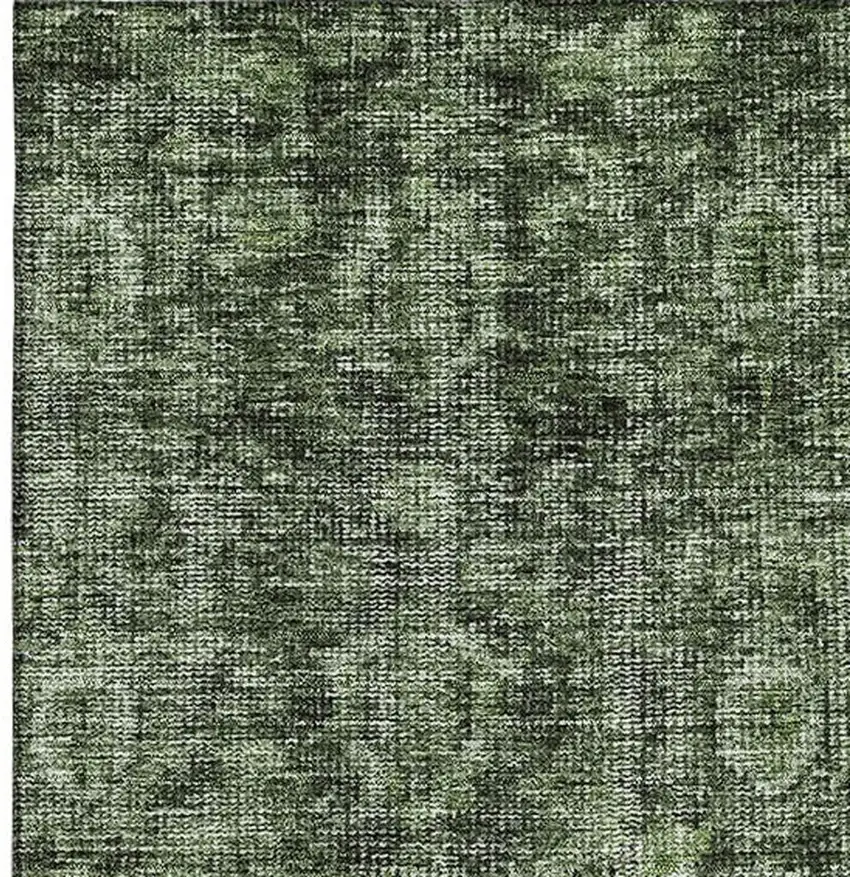 Artichoke Green And Gray Damask Washable Area Rug With UV Protection Photo 2