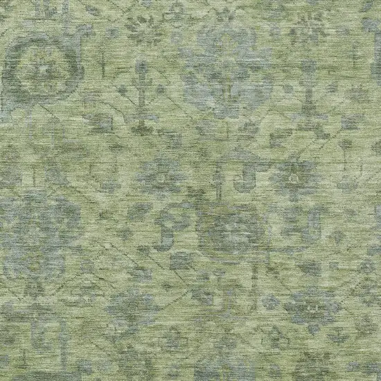 Artichoke Green And Gray Damask Washable Indoor Outdoor Area Rug Photo 5
