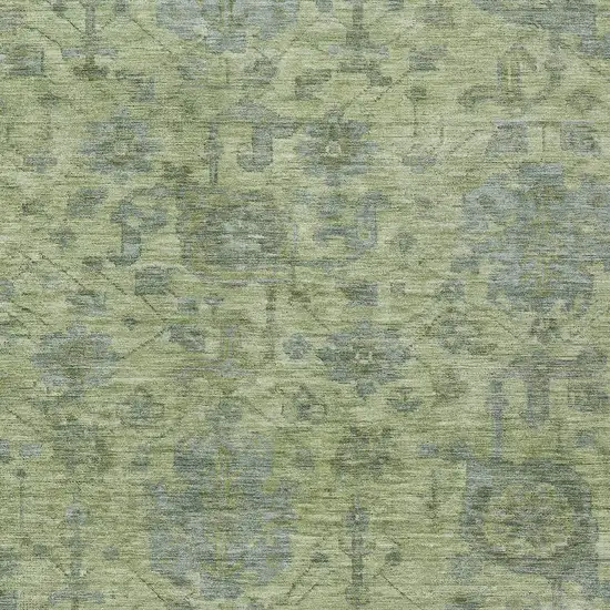 Artichoke Green And Gray Damask Washable Indoor Outdoor Area Rug Photo 5