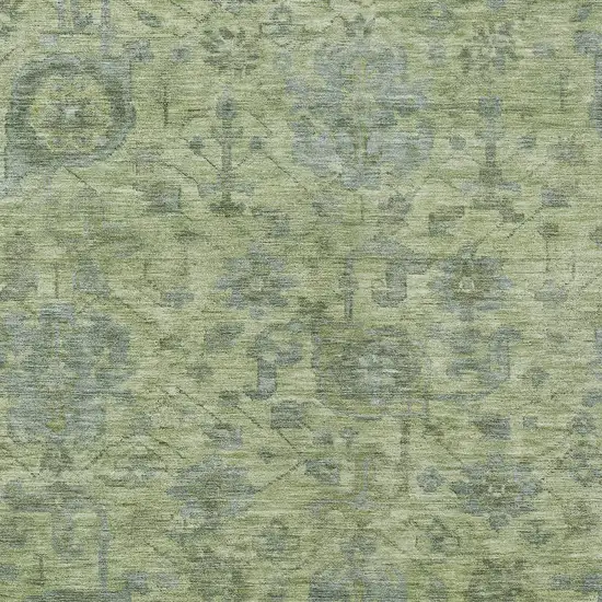 Artichoke Green And Gray Damask Washable Indoor Outdoor Area Rug Photo 5