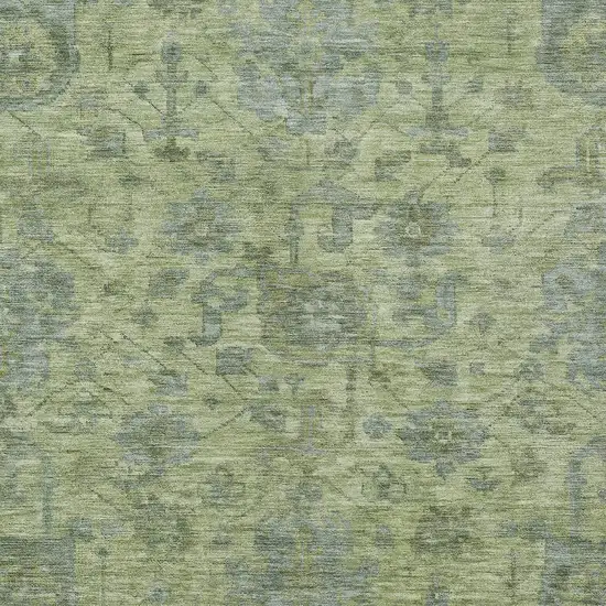 Artichoke Green And Gray Damask Washable Indoor Outdoor Area Rug Photo 5