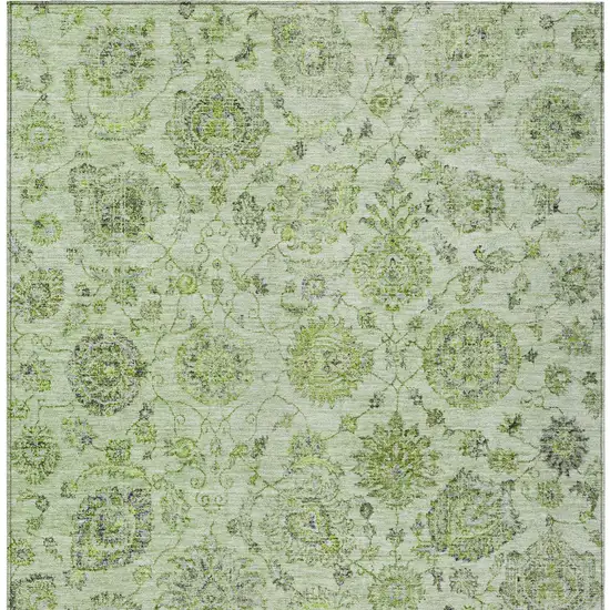 Artichoke Green And Gray Damask Washable Indoor Outdoor Area Rug Photo 7