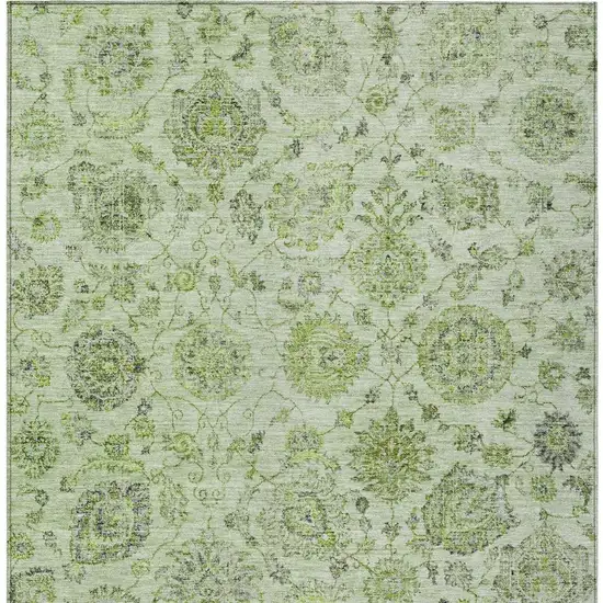 Artichoke Green And Gray Damask Washable Indoor Outdoor Area Rug Photo 4