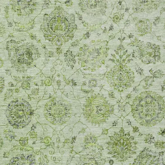 Artichoke Green And Gray Damask Washable Indoor Outdoor Area Rug Photo 3