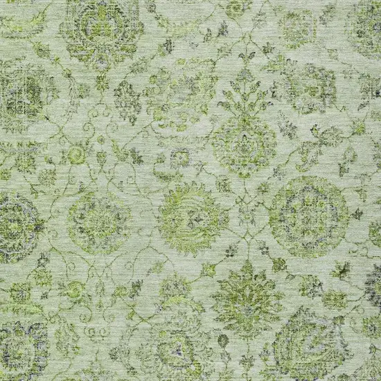 Artichoke Green And Gray Damask Washable Indoor Outdoor Area Rug Photo 4