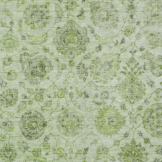 Artichoke Green And Gray Damask Washable Indoor Outdoor Area Rug Photo 4