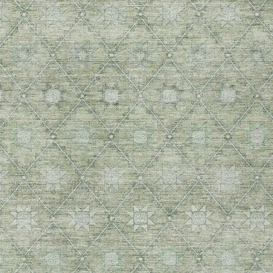 Artichoke Green And Gray Floral Washable Indoor Outdoor Area Rug Photo 6
