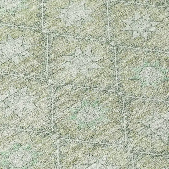Artichoke Green And Gray Floral Washable Indoor Outdoor Area Rug Photo 8
