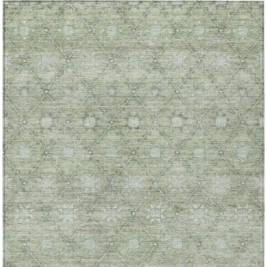 Artichoke Green And Gray Floral Washable Indoor Outdoor Area Rug Photo 4