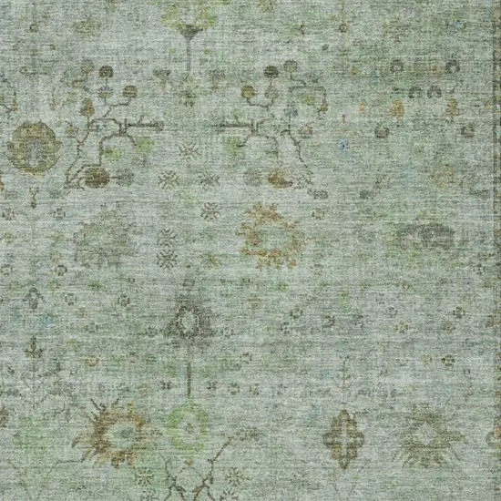 Artichoke Green And Gray Floral Washable Indoor Outdoor Area Rug Photo 4