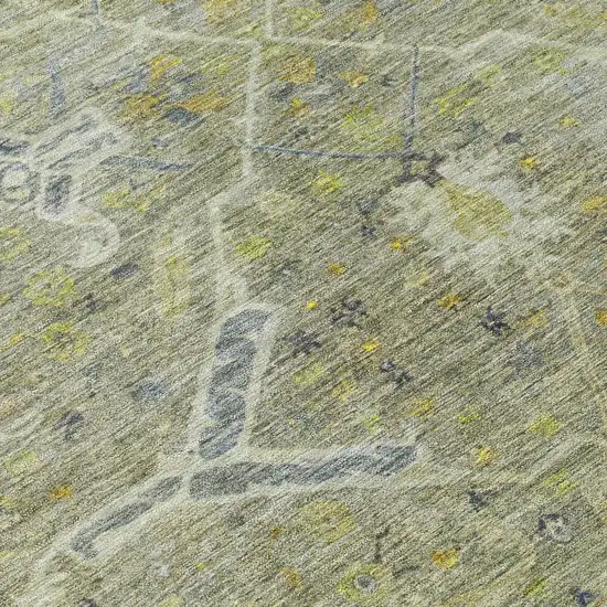 Artichoke Green And Gray Floral Washable Indoor Outdoor Area Rug Photo 7