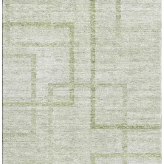 Artichoke Green And Gray Geometric Washable Area Rug With UV Protection Photo 3