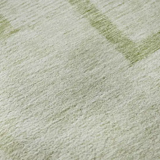 Artichoke Green And Gray Geometric Washable Area Rug With UV Protection Photo 8