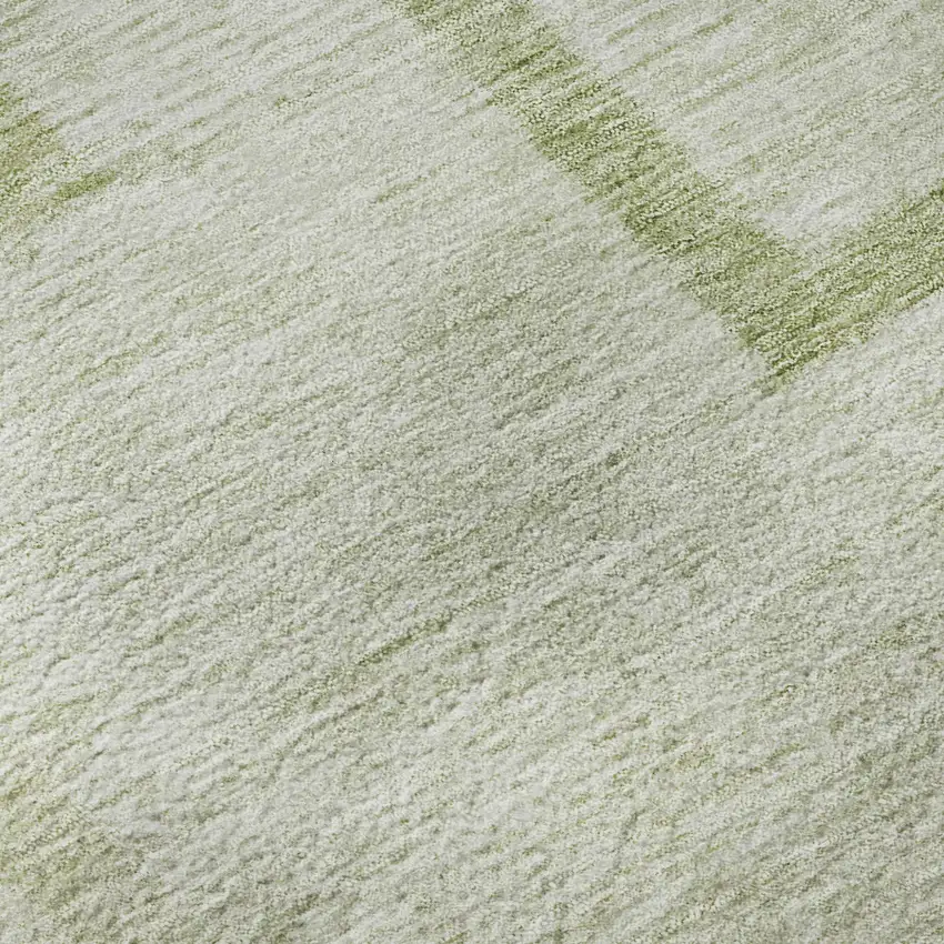 Artichoke Green And Gray Geometric Washable Area Rug With UV Protection Photo 8