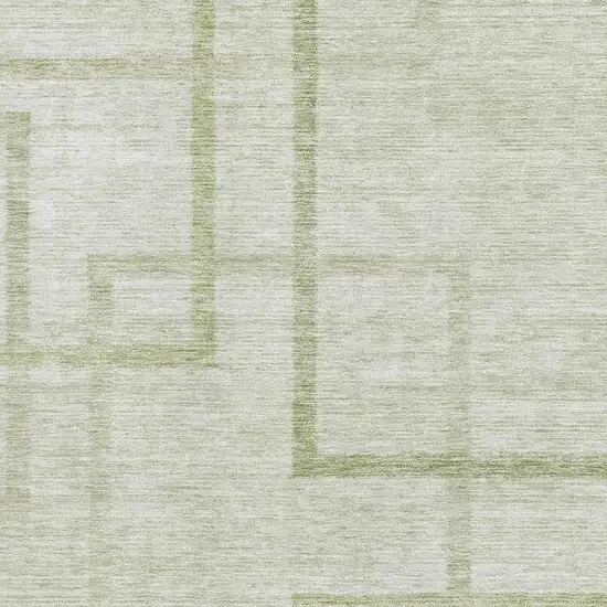 Artichoke Green And Gray Geometric Washable Area Rug With UV Protection Photo 3