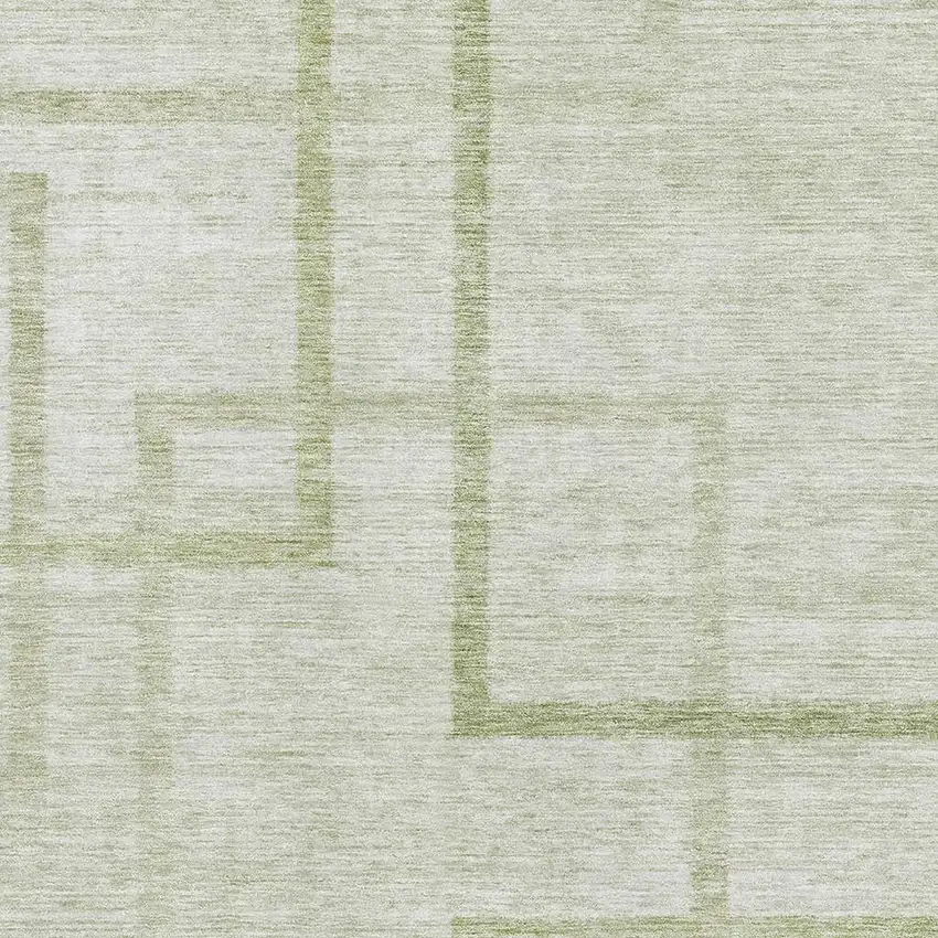 Artichoke Green And Gray Geometric Washable Area Rug With UV Protection Photo 3