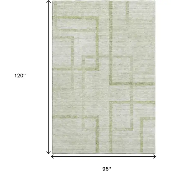 Artichoke Green And Gray Geometric Washable Area Rug With UV Protection Photo 3