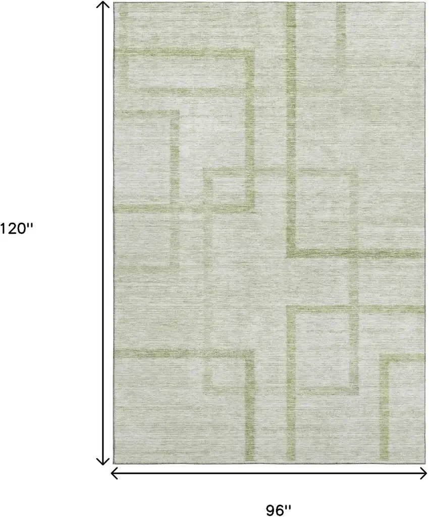 Artichoke Green And Gray Geometric Washable Area Rug With UV Protection Photo 3