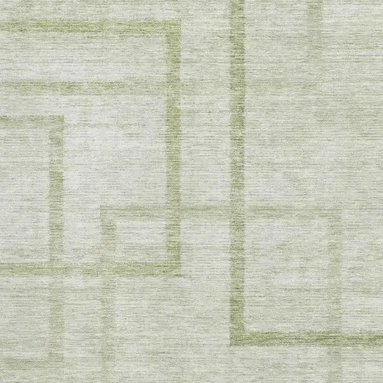 Artichoke Green And Gray Geometric Washable Area Rug With UV Protection Photo 3