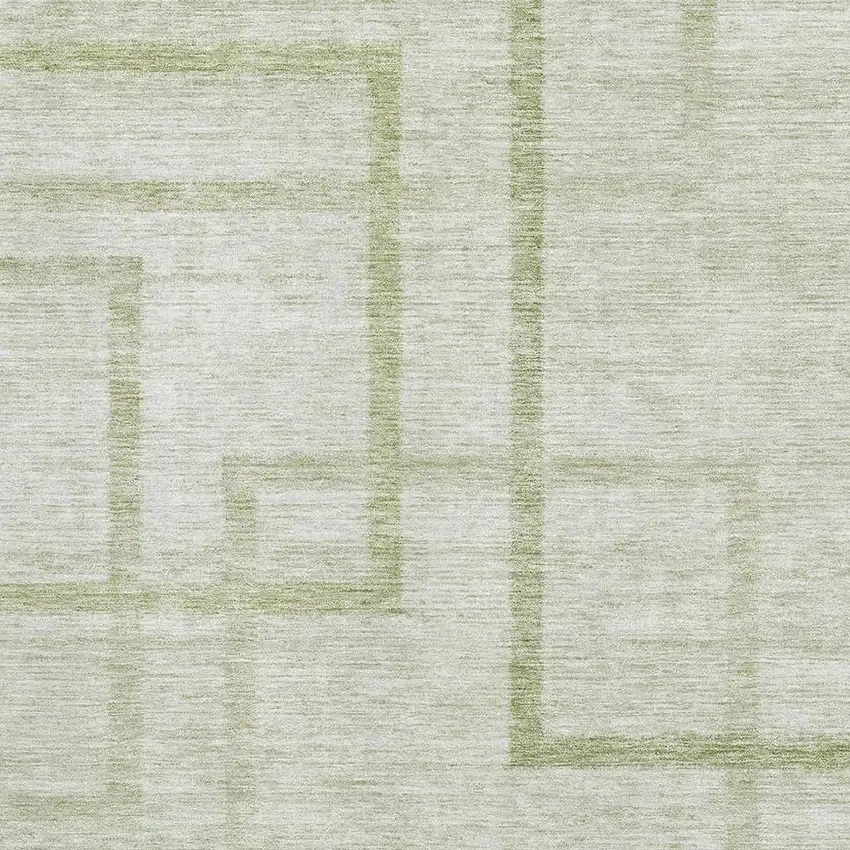 Artichoke Green And Gray Geometric Washable Area Rug With UV Protection Photo 3