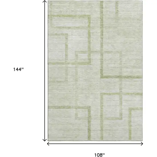 Artichoke Green And Gray Geometric Washable Area Rug With UV Protection Photo 3