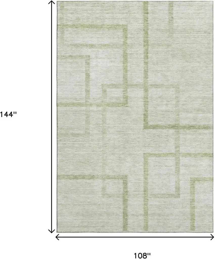 Artichoke Green And Gray Geometric Washable Area Rug With UV Protection Photo 3