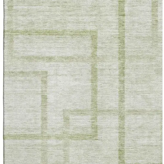 Artichoke Green And Gray Geometric Washable Area Rug With UV Protection Photo 3