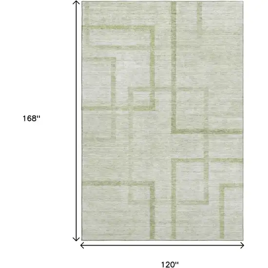 Artichoke Green And Gray Geometric Washable Area Rug With UV Protection Photo 3