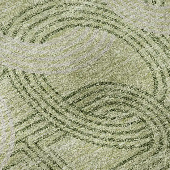 Artichoke Green And Gray Geometric Washable Area Rug With UV Protection Photo 9