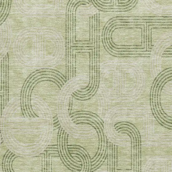 Artichoke Green And Gray Geometric Washable Area Rug With UV Protection Photo 2