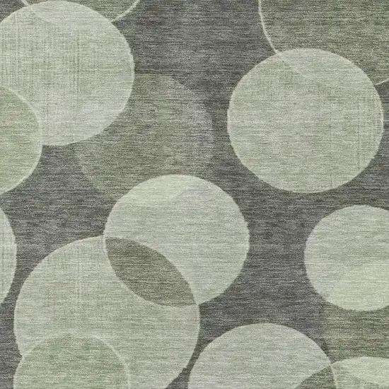 Artichoke Green And Gray Geometric Washable Area Rug With UV Protection Photo 2