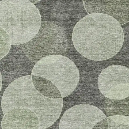 Artichoke Green And Gray Geometric Washable Area Rug With UV Protection Photo 2