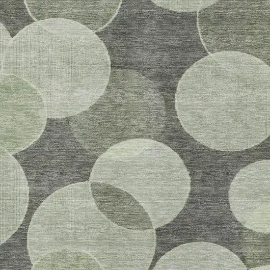 Artichoke Green And Gray Geometric Washable Area Rug With UV Protection Photo 3