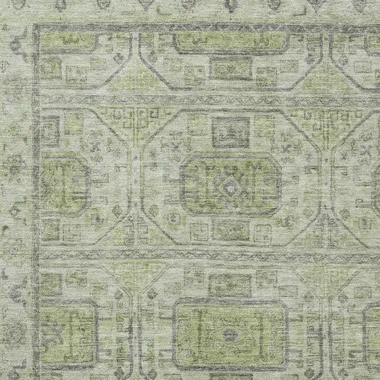 Artichoke Green And Gray Geometric Washable Area Rug With UV Protection Photo 3