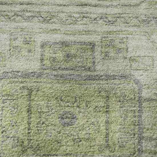 Artichoke Green And Gray Geometric Washable Area Rug With UV Protection Photo 8