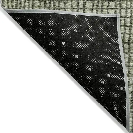 Artichoke Green And Gray Geometric Washable Indoor Outdoor Area Rug Photo 6