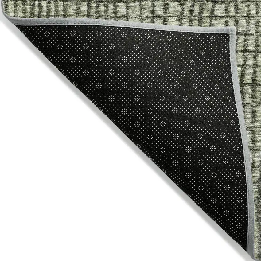Artichoke Green And Gray Geometric Washable Indoor Outdoor Area Rug Photo 6