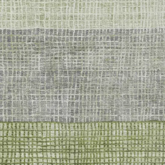 Artichoke Green And Gray Geometric Washable Indoor Outdoor Area Rug Photo 4