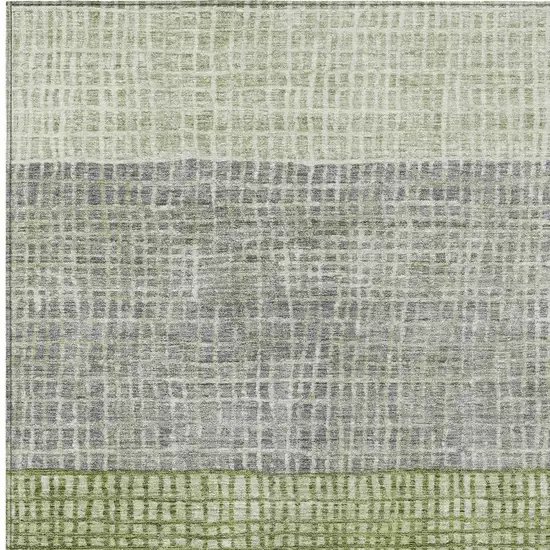 Artichoke Green And Gray Geometric Washable Indoor Outdoor Area Rug Photo 4