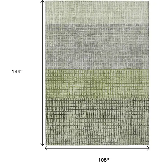 Artichoke Green And Gray Geometric Washable Indoor Outdoor Area Rug Photo 9