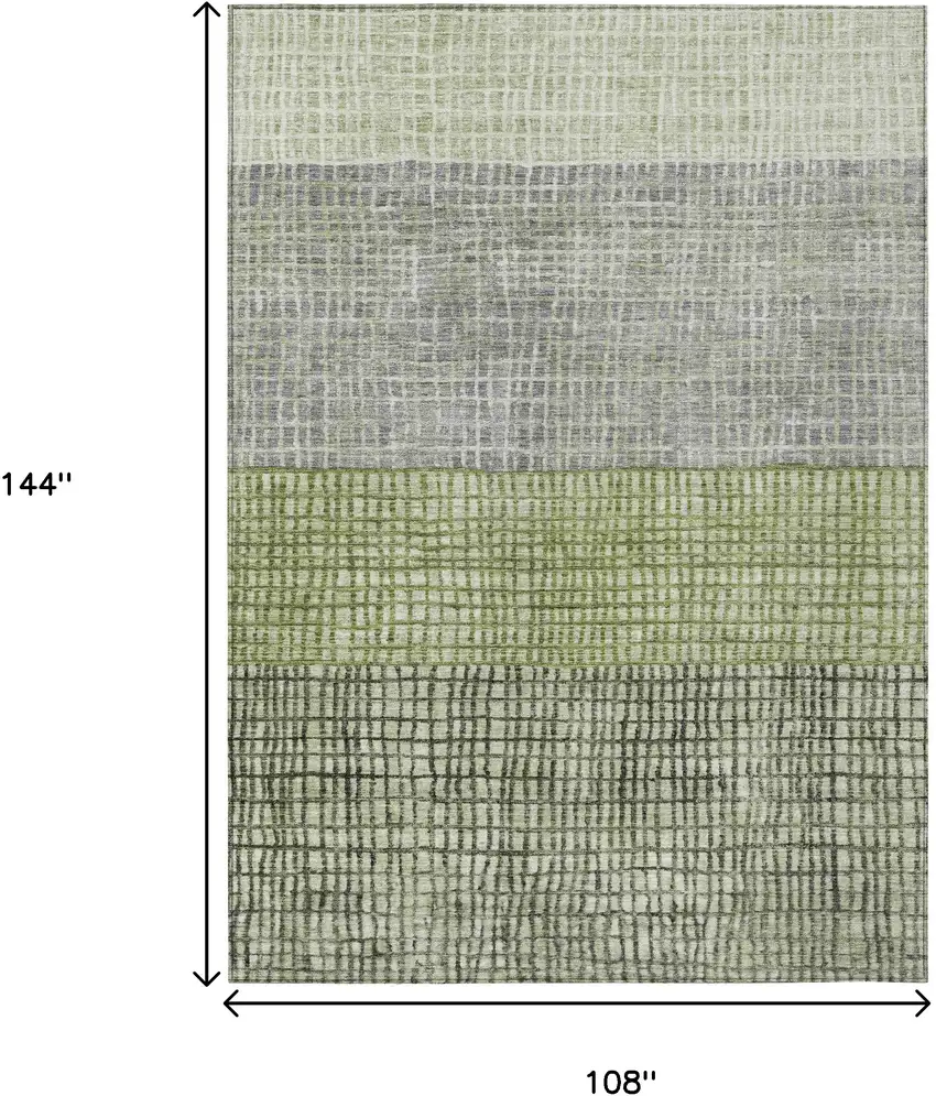 Artichoke Green And Gray Geometric Washable Indoor Outdoor Area Rug Photo 9