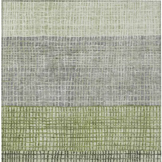 Artichoke Green And Gray Geometric Washable Indoor Outdoor Area Rug Photo 6