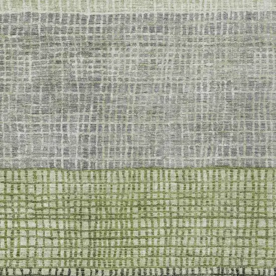 Artichoke Green And Gray Geometric Washable Indoor Outdoor Area Rug Photo 4