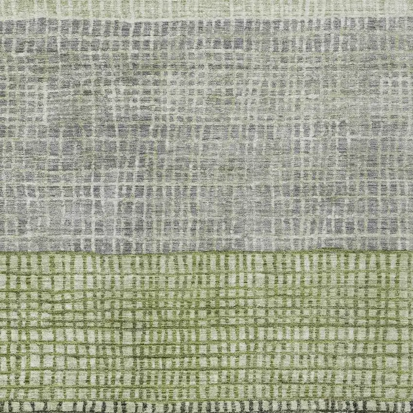 Artichoke Green And Gray Geometric Washable Indoor Outdoor Area Rug Photo 4