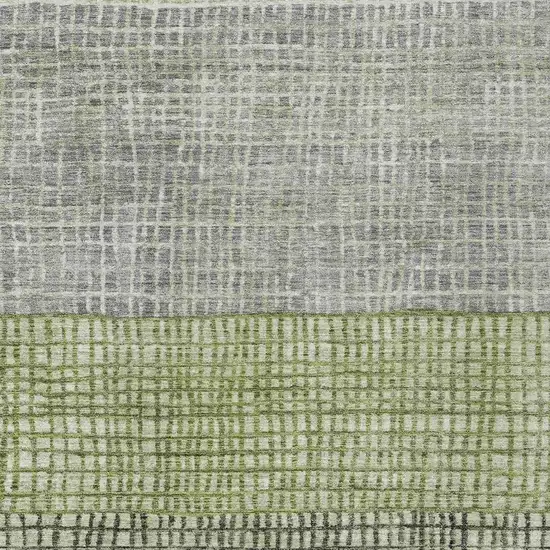 Artichoke Green And Gray Geometric Washable Indoor Outdoor Area Rug Photo 4