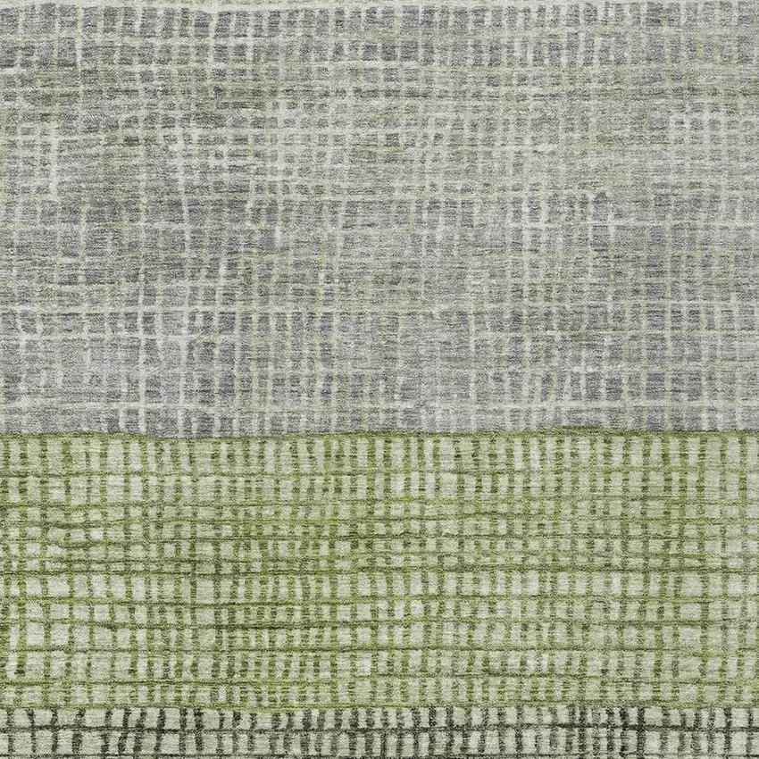 Artichoke Green And Gray Geometric Washable Indoor Outdoor Area Rug Photo 4