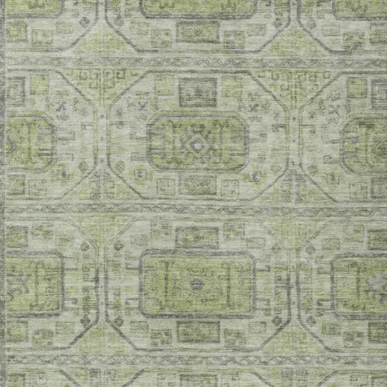 Artichoke Green And Gray Geometric Washable Indoor Outdoor Area Rug Photo 3