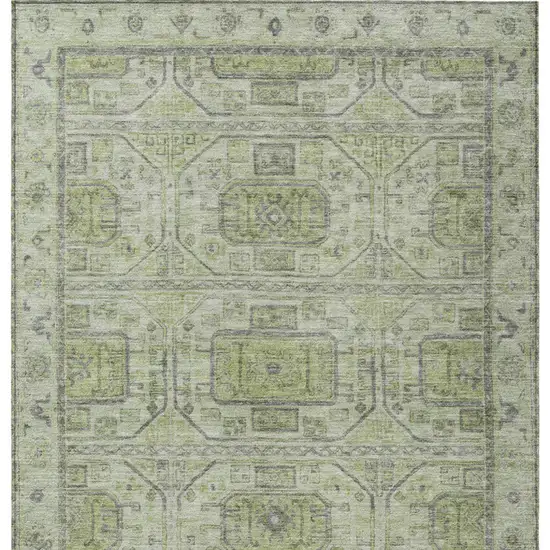 Artichoke Green And Gray Geometric Washable Indoor Outdoor Area Rug Photo 9