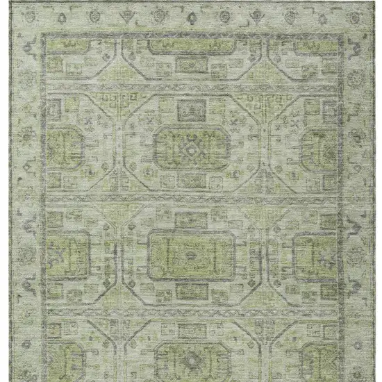 Artichoke Green And Gray Geometric Washable Indoor Outdoor Area Rug Photo 4