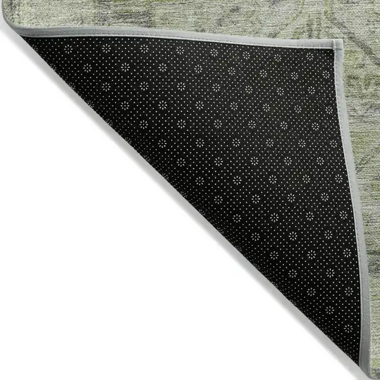 Artichoke Green And Gray Geometric Washable Indoor Outdoor Area Rug Photo 8